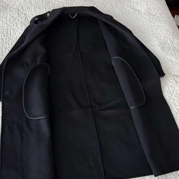 100 % Wool Dark Navy Double-Breasted Women's Trench Coat - Picture 10 of 16